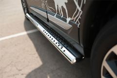 Пороги труба 120х60 овал с проступью для Mitsubishi Outlander 2015-