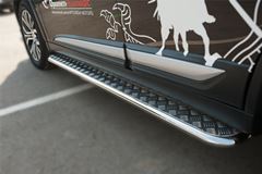 Пороги труба D42 с листом для Mitsubishi Outlander 2015-