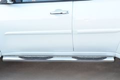 Пороги труба D76 с накладкой (вариант 3) для Mitsubishi Pajero Sport 2013-2015