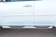 Пороги труба D76 с накладкой (вариант 1) для Mitsubishi Pajero Sport 2013-2015