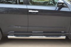 Пороги труба D76 с накладками (Вариант 2) (без брызговиков) для Subaru Forester 2008-2012