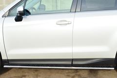 Пороги труба 75х42 овал с проступью для Subaru Forester 2013-