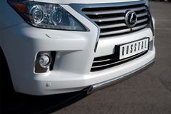 Защита переднего бампера D75х42 овал (короткая) для Lexus LX570 2012-