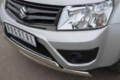 Защита переднего бампера D75х42/75х42 овалы(дуга) для Suzuki Grand Vitara 3дв 2012-