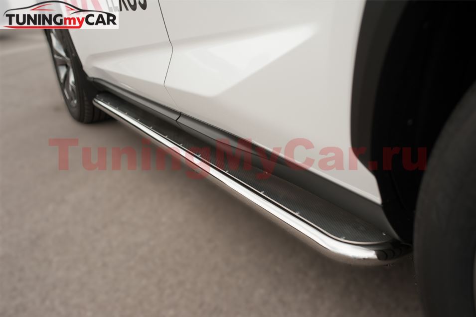 Пороги труба D42 с листом (вариант 1) для Lexus NX 200t F Sport 2015-