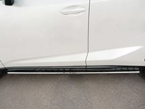 Пороги труба 75х42 овал с проступью для Lexus NX 200 2014 (кроме F-Sport)