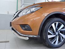 Защита переднего бампера D63 волна с надписью для Nissan Murano 2016
