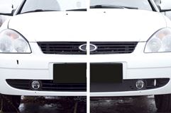 Зимняя заглушка решетки переднего бампера Lada (ВАЗ) Priora 2007-2011 седан, хэтчбэк, универсал