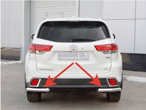 Защита заднего бампера уголки D63 секции для Toyota Highlander XU50 (03.2016 - 07.2020)