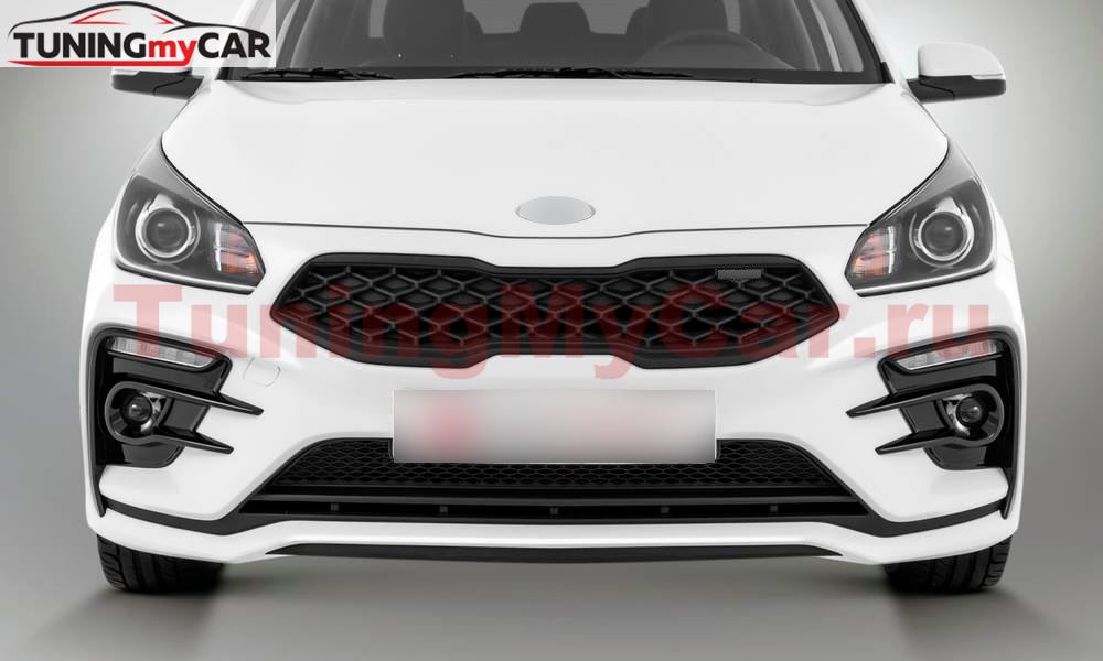 Бампер передний (тюнинг) KUDOS ROMB для Kia Rio 2017-2020