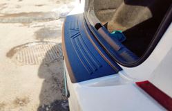 Накладка на задний бампер со скотчем для Volkswagen Polo VI 2020-2023