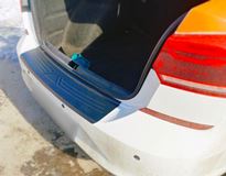 Накладка на задний бампер со скотчем для Volkswagen Polo VI 2020-2023