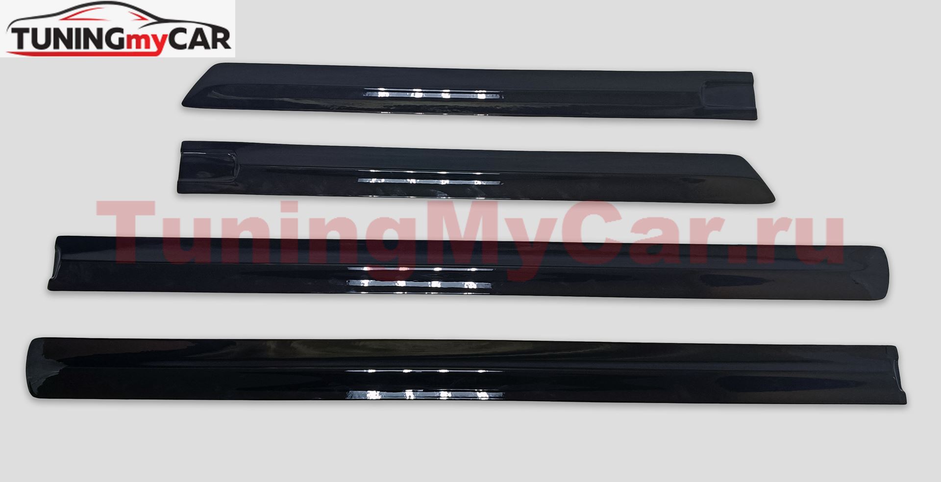 Молдинги на двери для LADA Granta FL (седан) 2018- крашеные в цвет 672 (черный глянец)