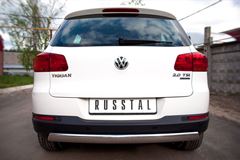 Защита заднего бампера D75х42 овал для Volkswagen Tiguan Track & Field (Track & Style) 2011-