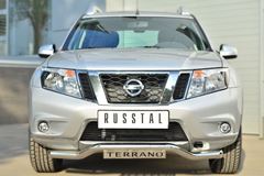 Защита переднего бампера D63 (волна) с декор надписью для Nissan Terrano 2014-
