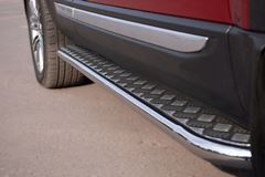 Пороги труба D42 с листом(Лист алюм, проф. нерж) (Вариант1)  для Land Rover Range Rover Evoque Prestige u Pure 2011-