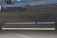 Пороги труба D42 с листом (Лист алюм,проф.нерж)(Вар.1) для Land Rover Freelander 2 2012-