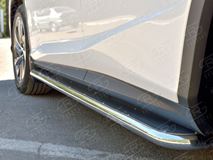 Пороги труба D42 С листом (Лист нерж, проф. нерж)(Вариант3) для Lexus RX200t 2015-