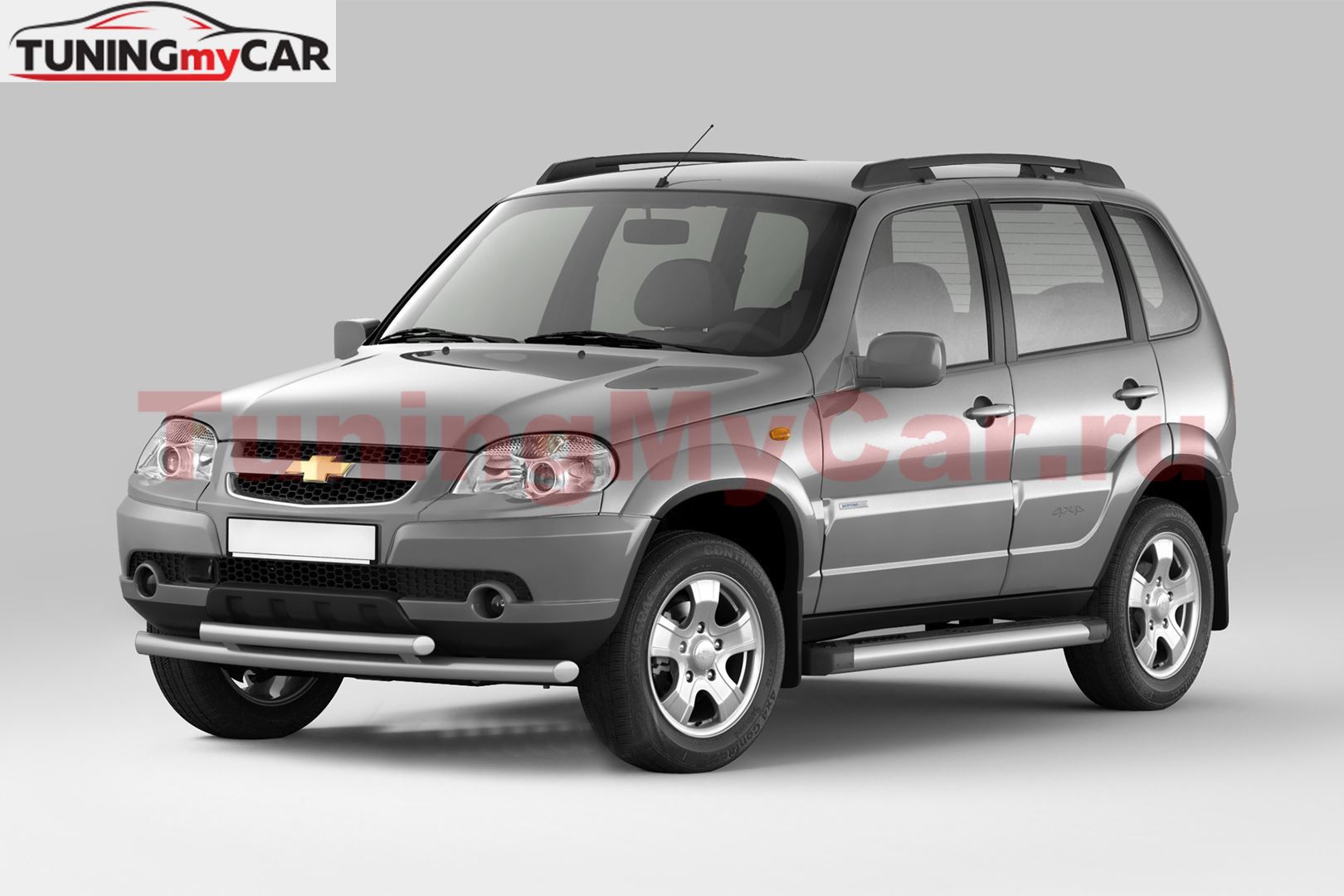 Тюнинг от TuningMyCar. Защита порогов с площадкой 63мм (ППК) CHEVROLET NIVA  2009-2020