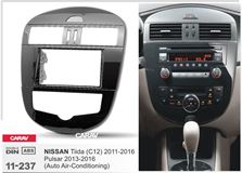 Переходная рамка для установки автомагнитолы CARAV 11-237: 2 DIN / 173 x 98 mm / NISSAN Tiida (C12) 2011-2016; Pulsar 2013-2016