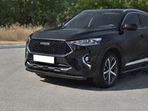 Защита переднего бампера d63 секции black для Haval F7X 1.5 4WD 2019-2022 