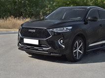 Защита переднего бампера d63 секции-d42 дуга black для Haval F7X 1.5 4WD 2019-2022 