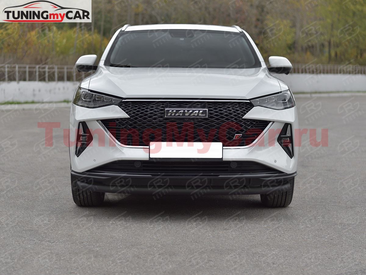 Защита переднего бампера d63 секции black для Haval F7X 4WD 2022-