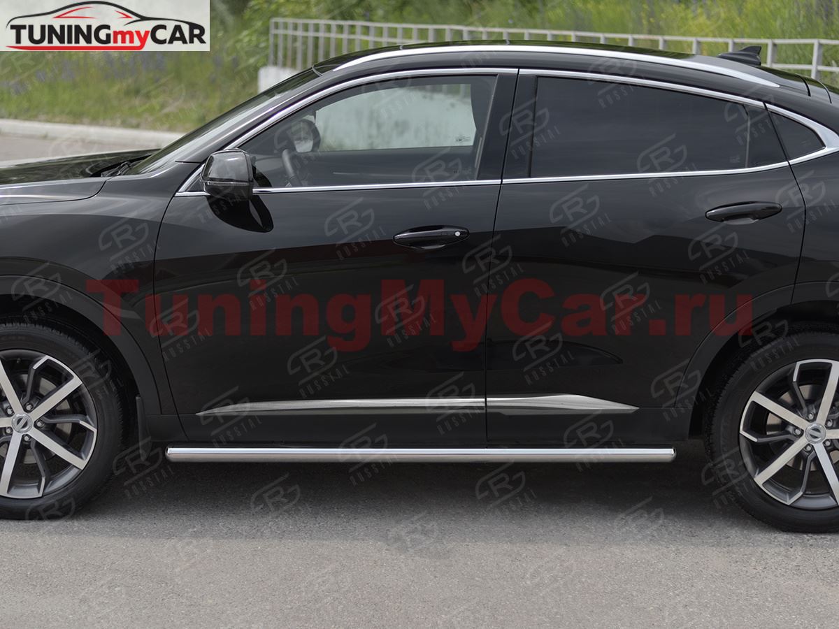 Пороги труба d63 (вариант 3) для Haval F7X 1.5 4WD 2019-2022 