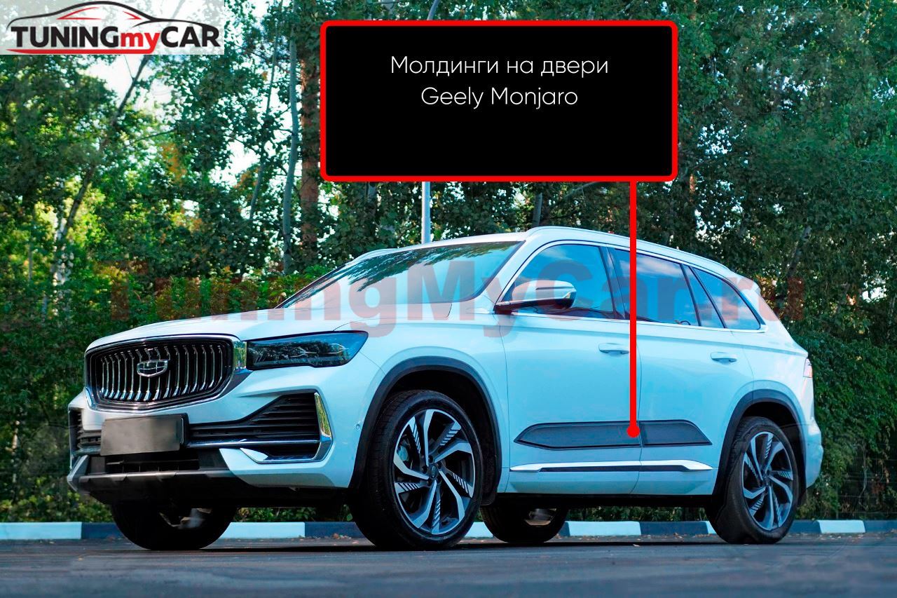 Молдинги на двери ПОД ПОКРАСКУ для Geely Monjaro 2022-